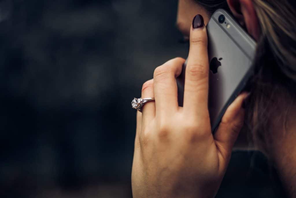 closeup of woman on cell phone