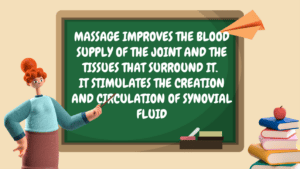 Massage improves the blood supply of the joint and the tissues that surround it. It stimulates the creation and circulation of synovial fluid.