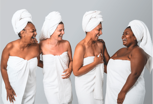 laughing women at spa