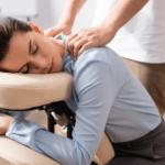 woman getting chair massage