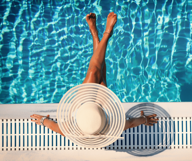 woman relaxing in a pool