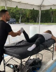 Outdoor massage with stretching