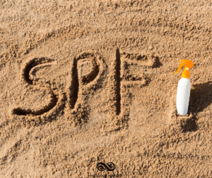 SPF written in the sand