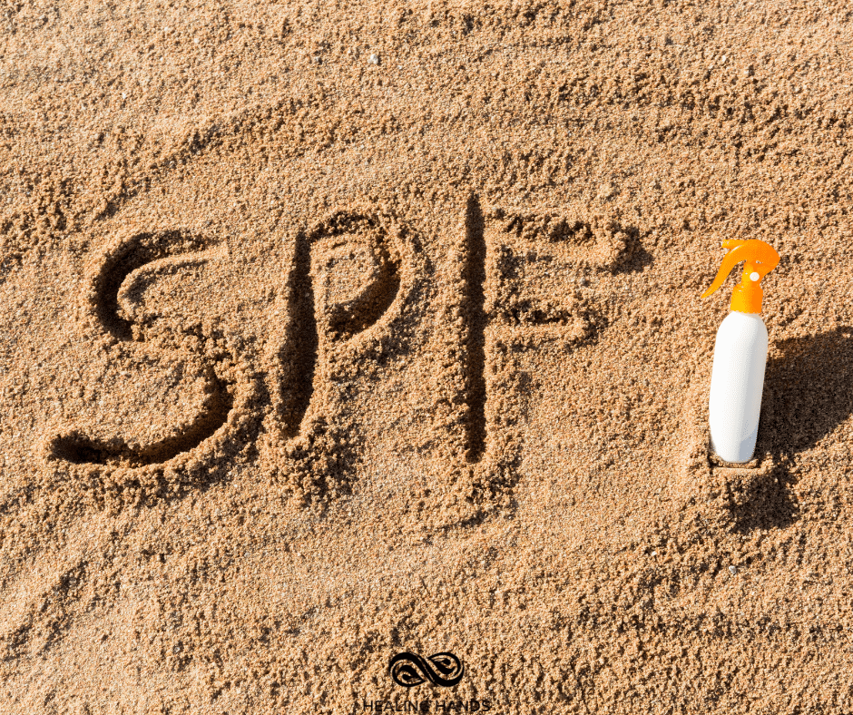 SPF written in the sand