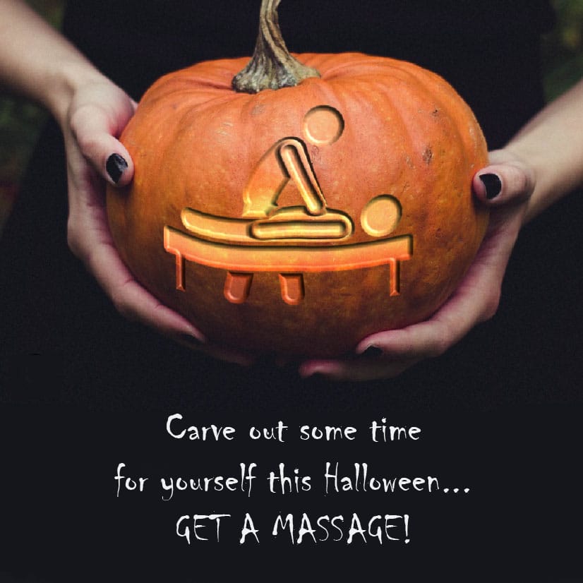 pumpkin carving of a person getting a massage