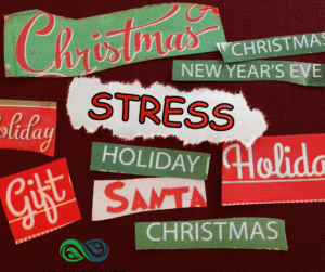 A collage of holiday words